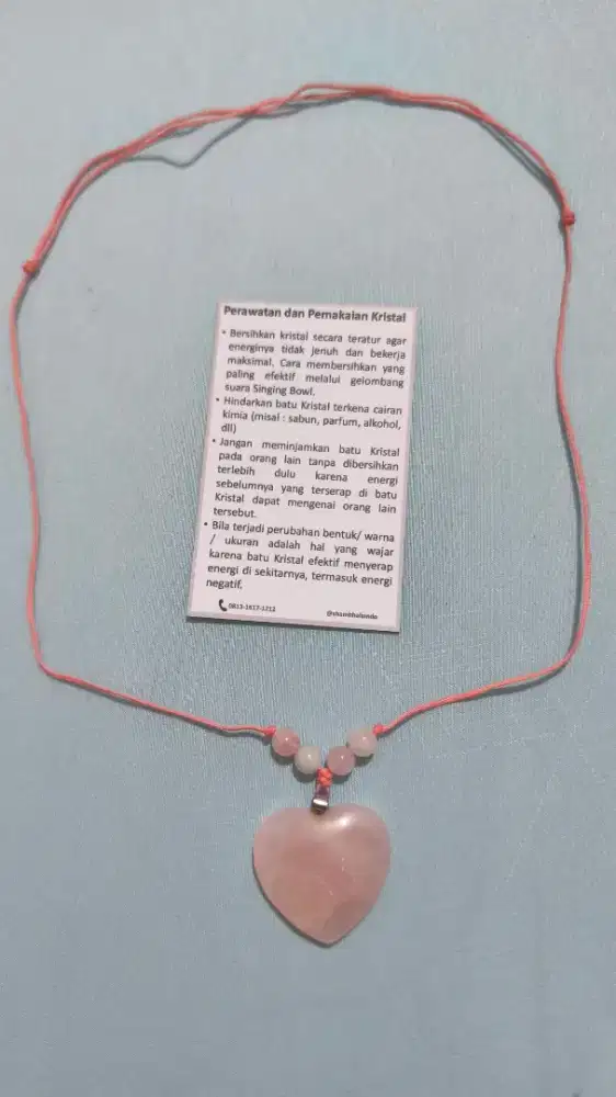 Kalung Batu Rose Quartz Love Mulus like new