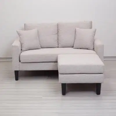 Jual baru sofa sudut L bahan fabric 2seater + ottoman