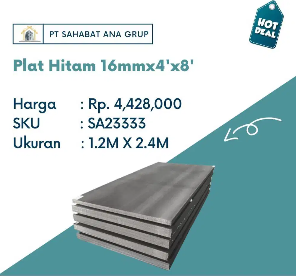 Plat Hitam 16mmx4'x8'