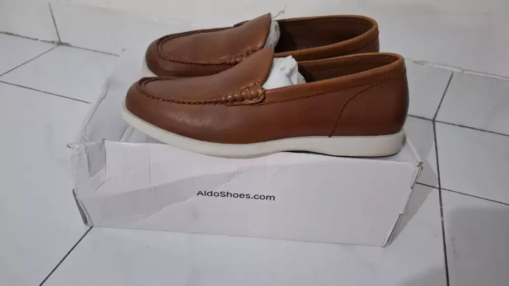 Sepatu Aldo Loafers Summer Walk Brown size 42 fullset box