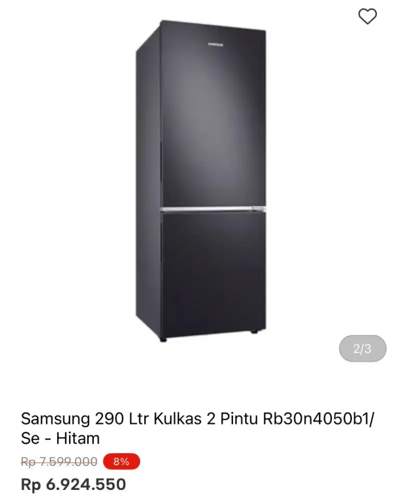 KULKAS SAMSUNG 2 PINTU RB30N4050B1 290LTR