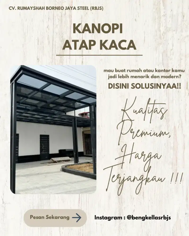 KANOPI ATAP KACA MANUAL DAN SLIDING