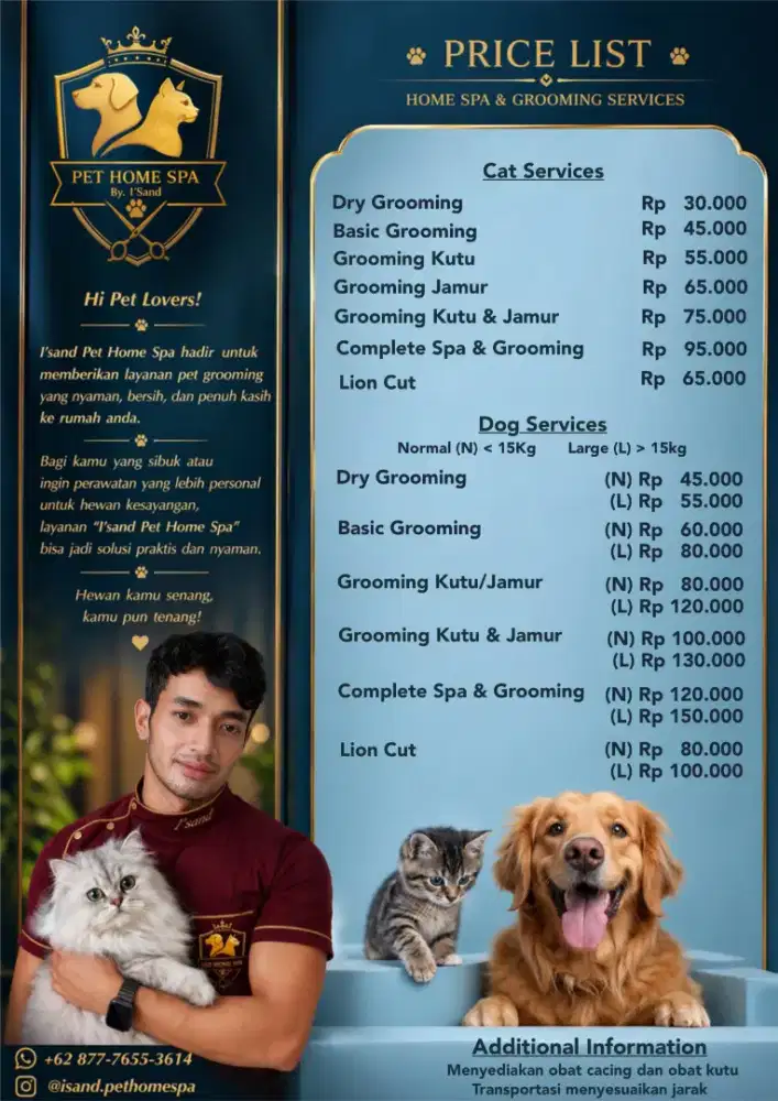 Pets home service Cat dan Dog grooming spa