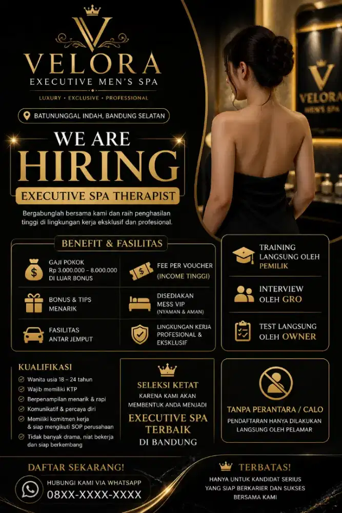 Dibutuhkan Therapist Spa Bandung – Gaji Besar + Tanpa Pengalaman