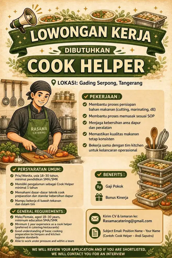 Lowongan Kerja Cook Helper