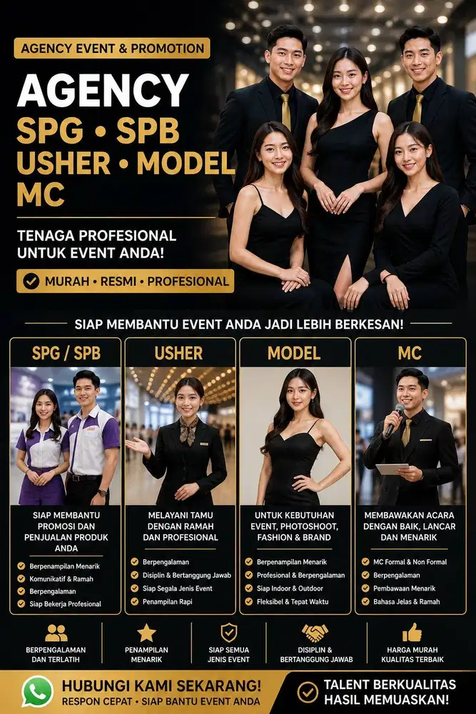 Agency Jasa SPG SPB Usher Model MC Talent Murah Resmi Jakarta Pusat