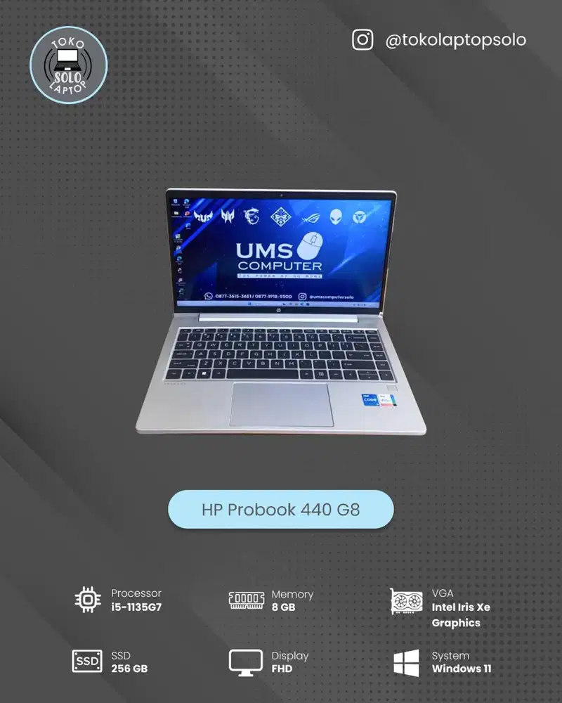 HP Probook 440 G8 INTEL Core i5-1135G7 RAM 8GB SSD 256GB Intel Iris Xe