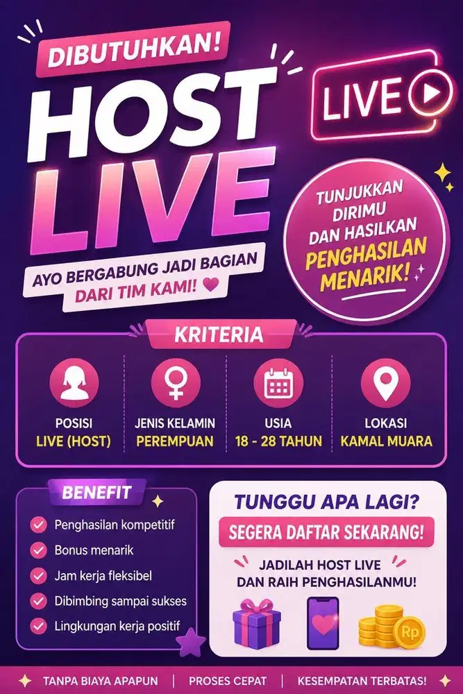 LOWONGAN HOST LIVE