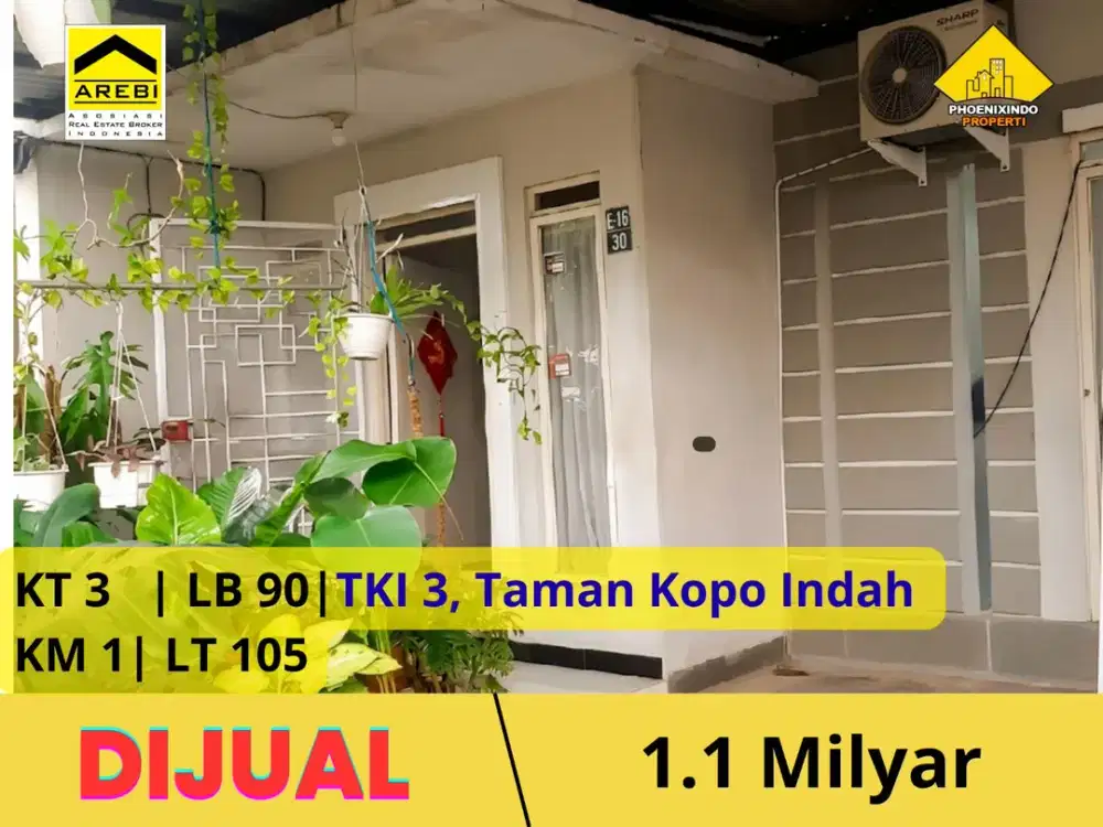 Dijual Rumahm3 kamar Tidur Siap Huni – TKI 3, Taman Kopo Indah