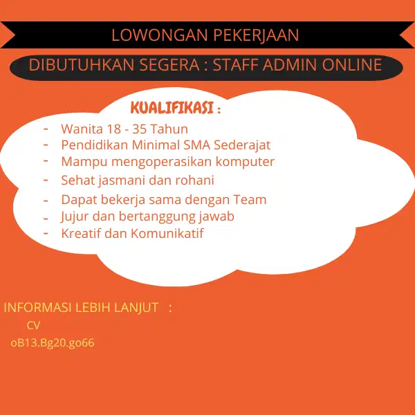 DIBUTUHKAN STAFF ADMIN ONLINE YANG BERPENGALAMAN