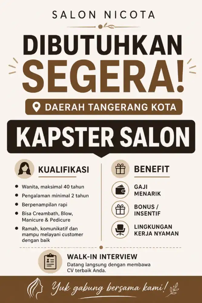 DI BUTUHKAN KAPSTER BERPENGALAMAN
