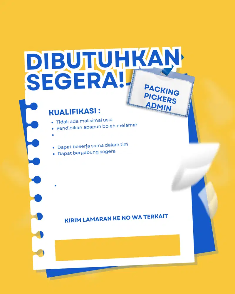 Admin online shop Pickers dan packing Admin dan design