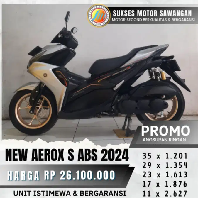 YAMAHA AEROX NEW S ABS TH 2024 SILVER MULUS BISA KREDIT BERGARANSI