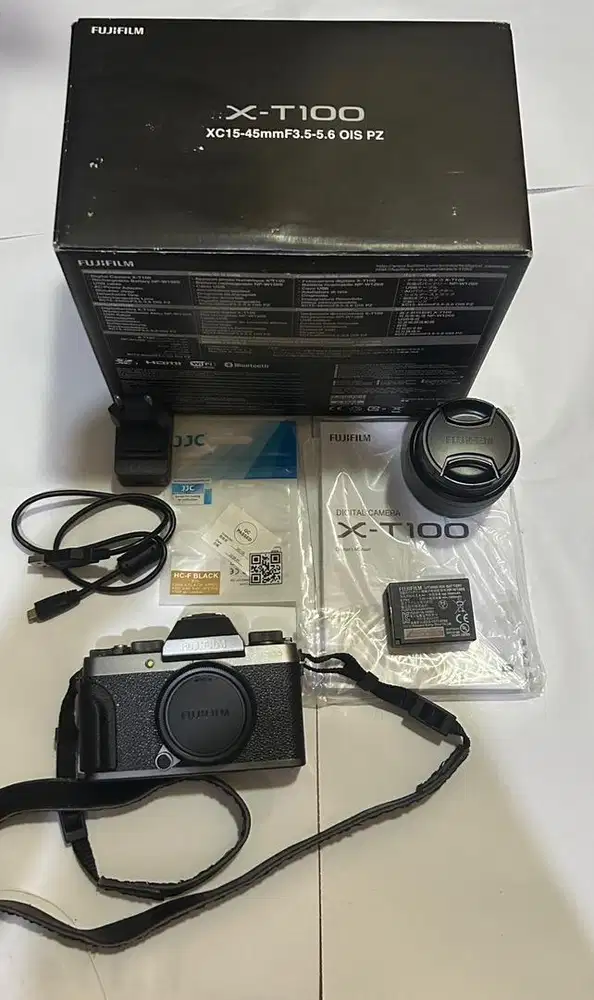 Kamera Fujifilm X-T100 Dark Silver + Lensa kit Full Set