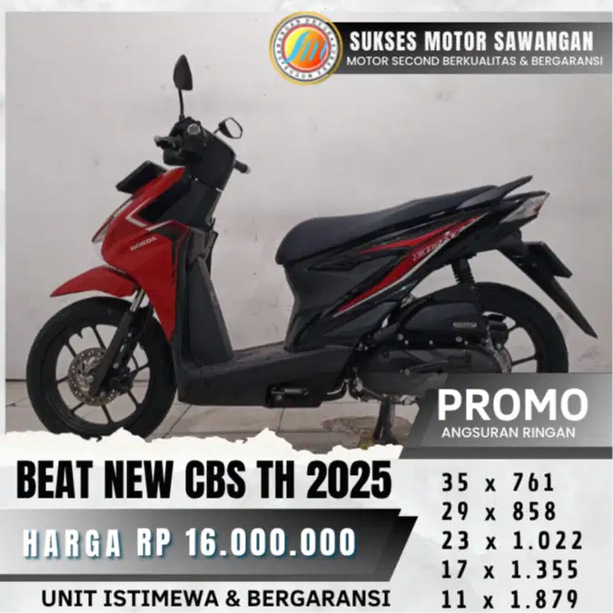 HONDA BEAT NEW CBS TH 2025 UNIT MULUS BISA CASH KREDIT BERGARANSI