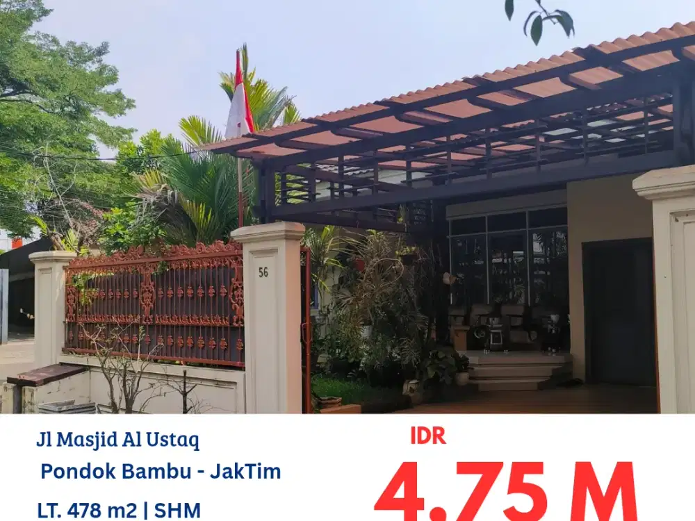 HFN0317 rumah hook 1 lantai masih dihuni di daerah Pondok Bambu, Duren Sawit, Jakarta Timur