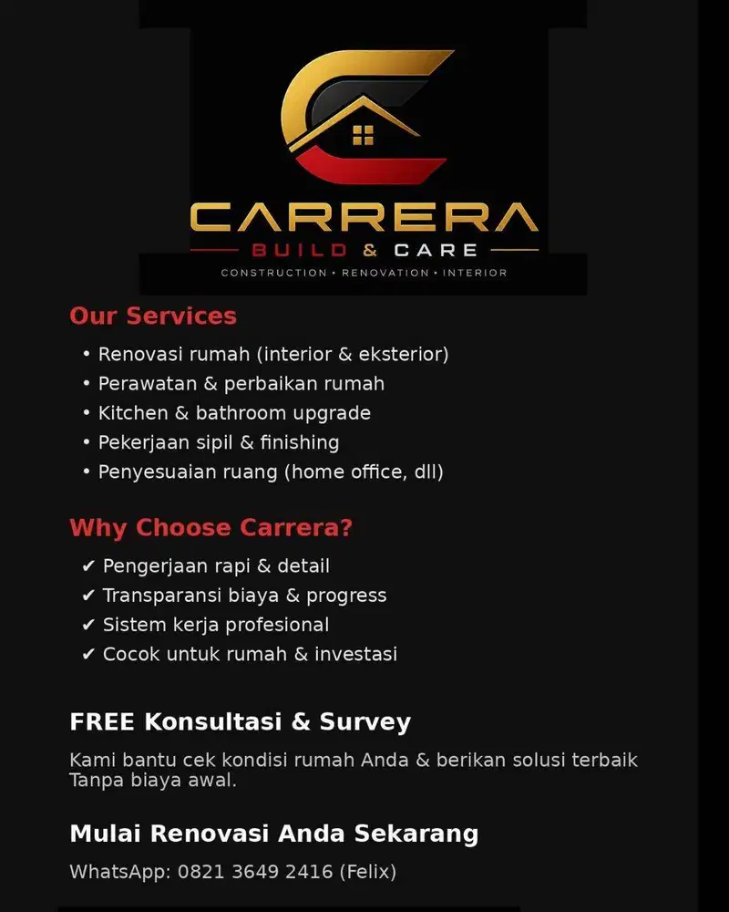 Carrera General Kontraktor contractor renovasi perawatan cat rumah
