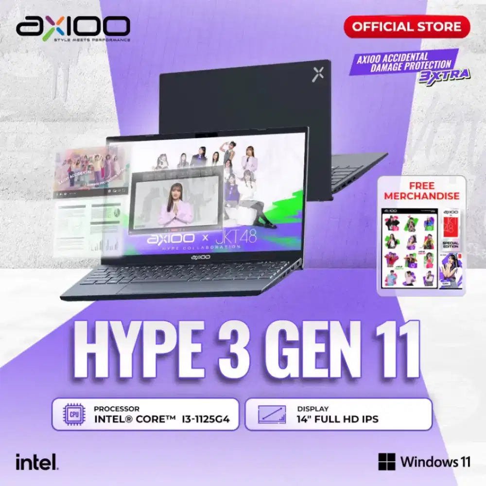 AXIOO Mybook HYPE 3 G11 Core i3 1125G4 RAM 8GB SSD 256GB windows 11