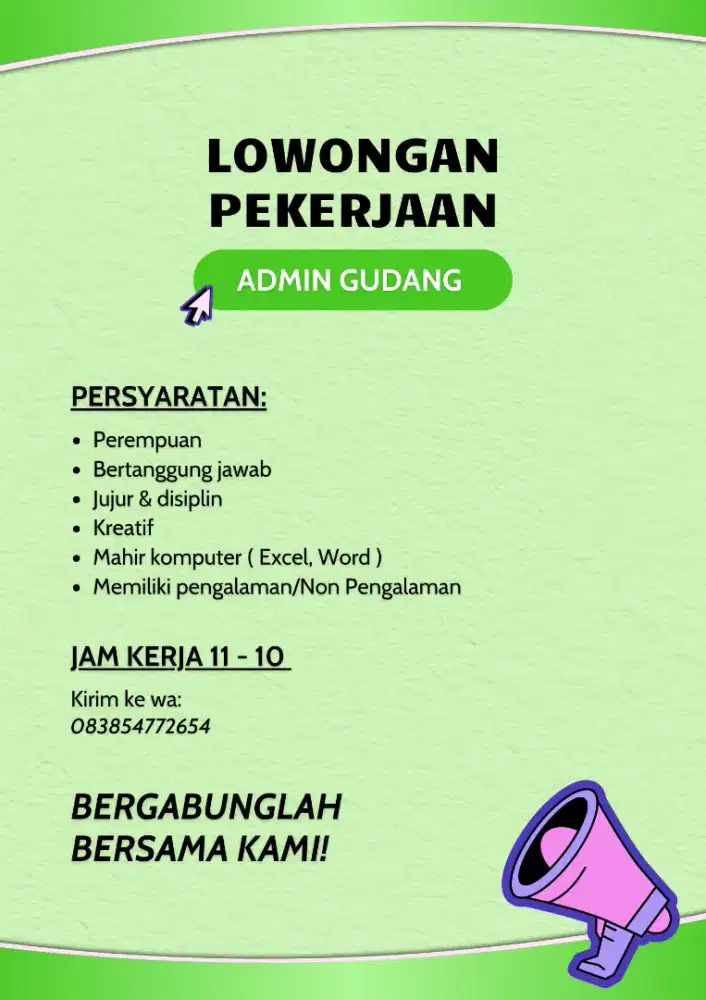 Lowongan kerja administrasi gudang