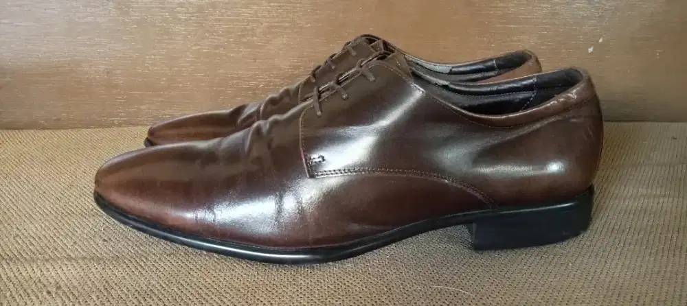 Sepatu kulit formal Oxford classic coklat tua size 42