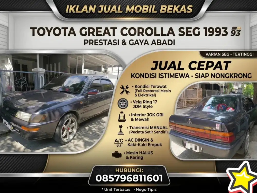 Toyota Great Corolla SEG 1.6 tahun 1993