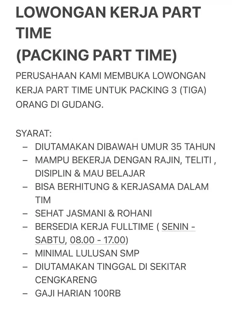 Staff part time