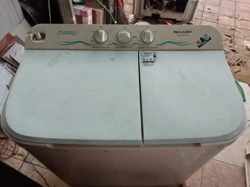 Mesin cuci merek sharp 8'5 kilo normal tinggal pake