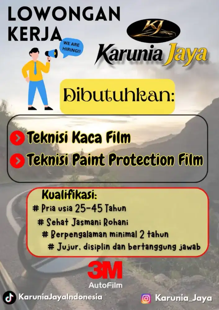 Loker Teknisi Kaca Film & PPF
