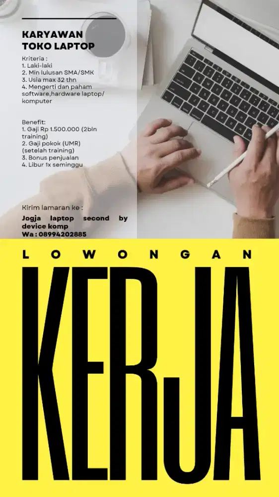 lowongan kerja toko laptop