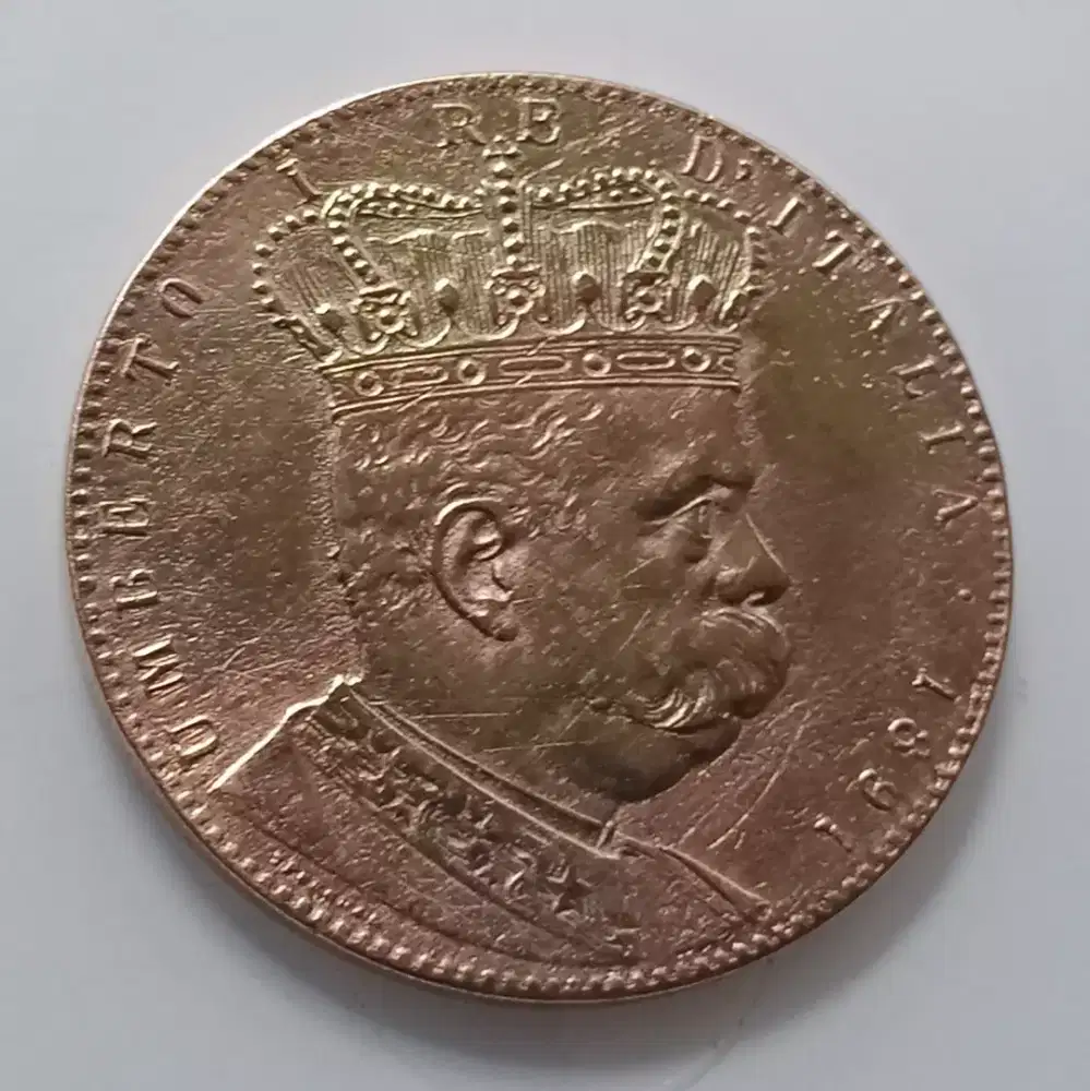 Koin Langka 1891 KING UMBERTO TALLERO UTALIA ITALY 38 MM