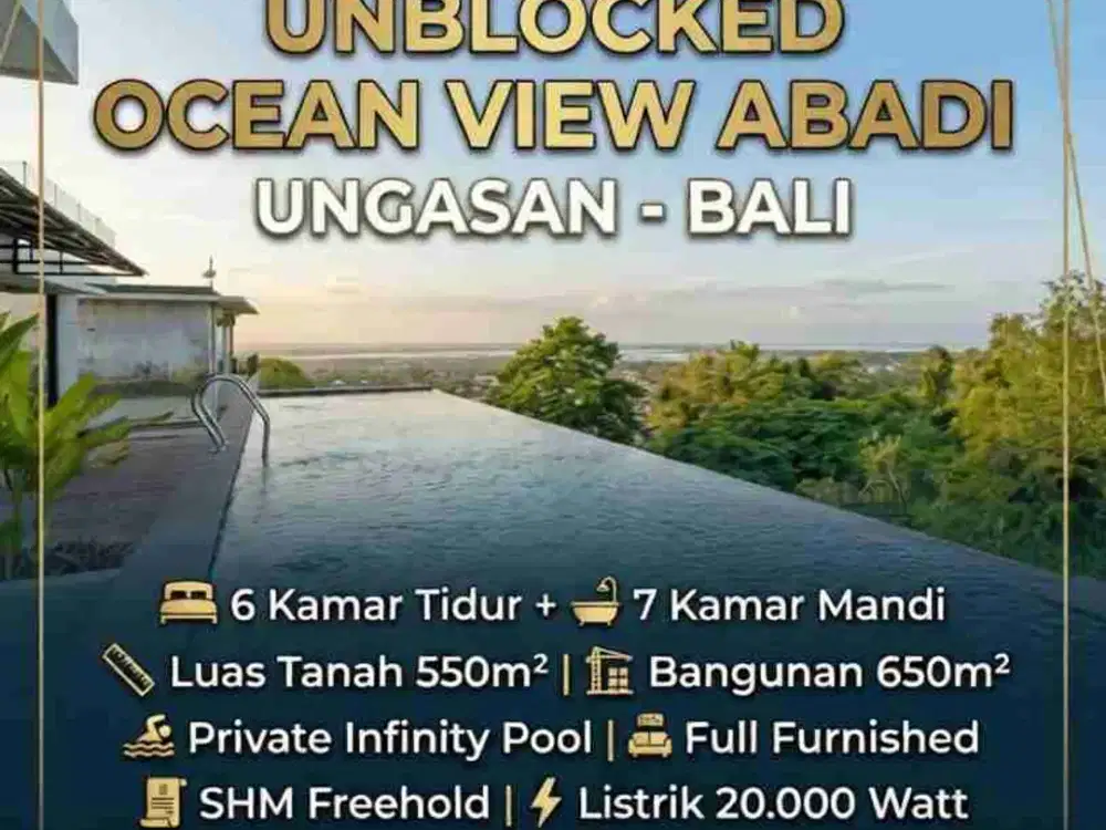 VILLA MEWAH 3 LANTAI UNBLOCKED OCEAN VIEW DI UNGASAN BALI