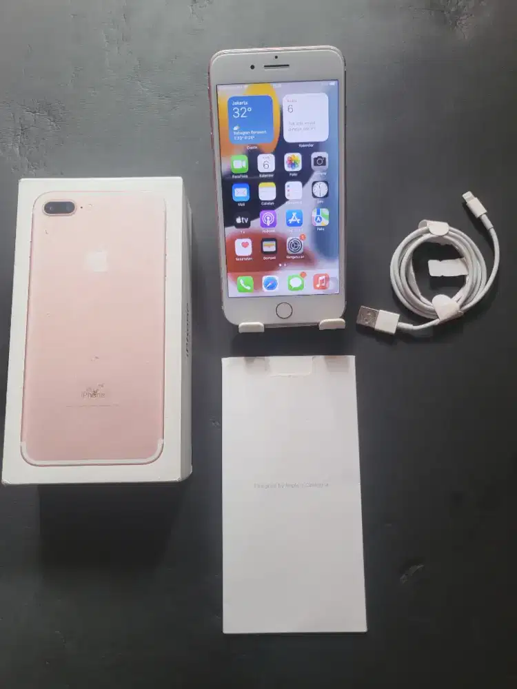 Iphone 7 plus 128gb rosegold inter fullset mulus