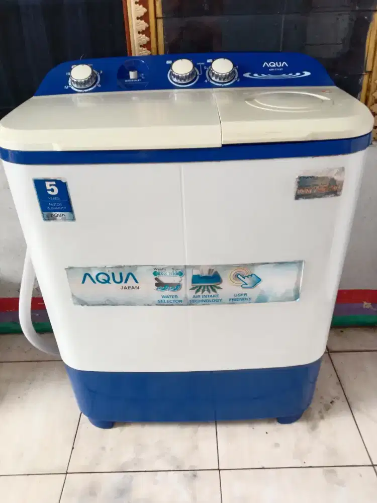 jual mesin cuci 2 tabung aqua 8 kg mesin halus body mulus  kayak baru