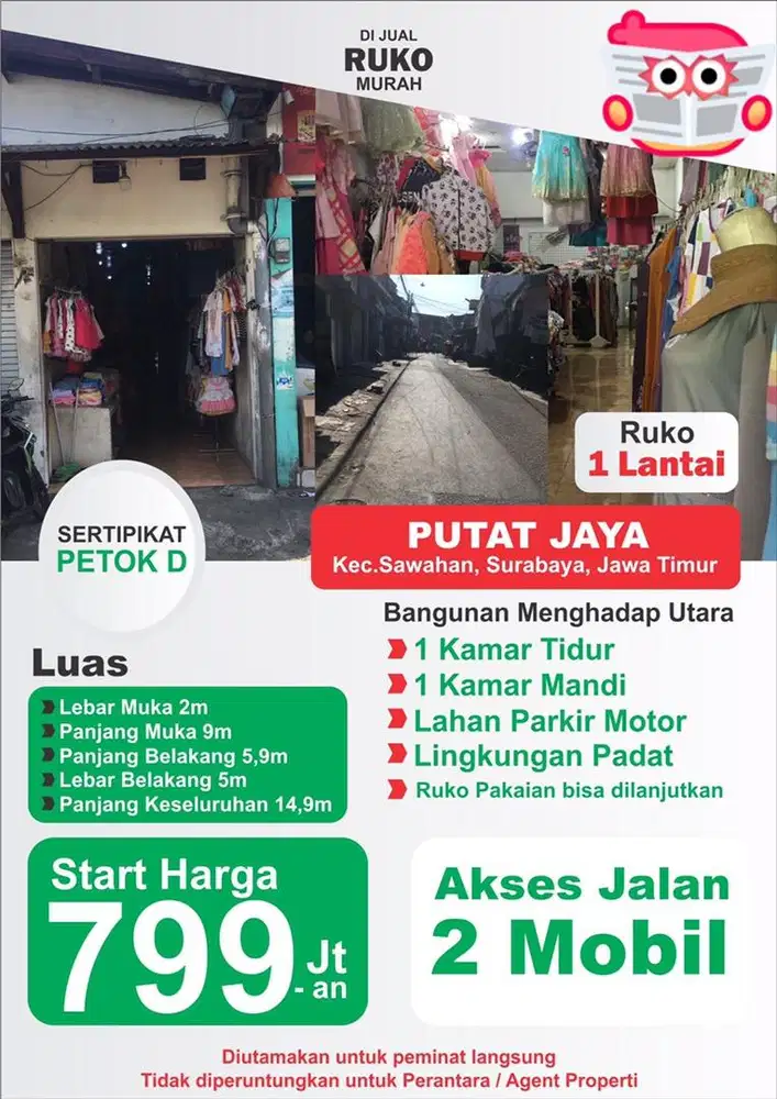 Dijual Ruko Lokasi Padat Akses Mobil