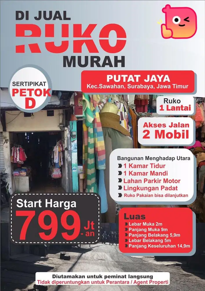 Dijual Ruko Lokasi Strategis Rame Akses Mobil Salipan