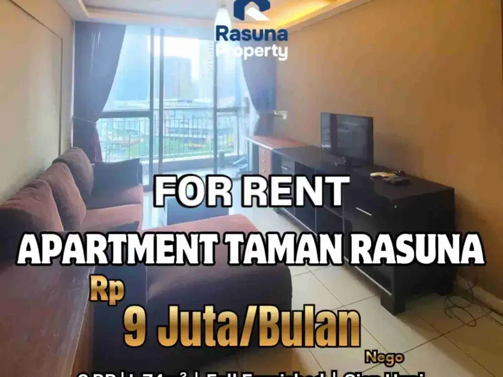 For Rent, Apartemen Taman Rasuna, 2 BR, Full Furnished, Lokasi Strategis, Fasilitas Lengkap, Siap Huni