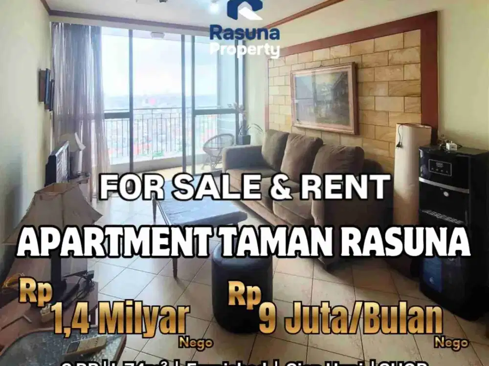 For Sale & Rent, Apartemen Taman Rasuna, 2 BR, Full Furnished, SHGB, Lokasi Strategis, Fasilitas Lengkap