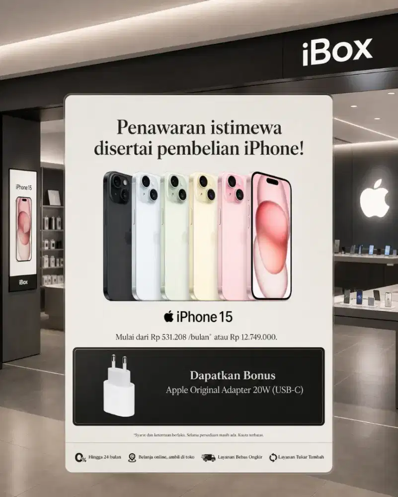 PROMO IPHONE 15 FREE ADAPTER ORI APPLE