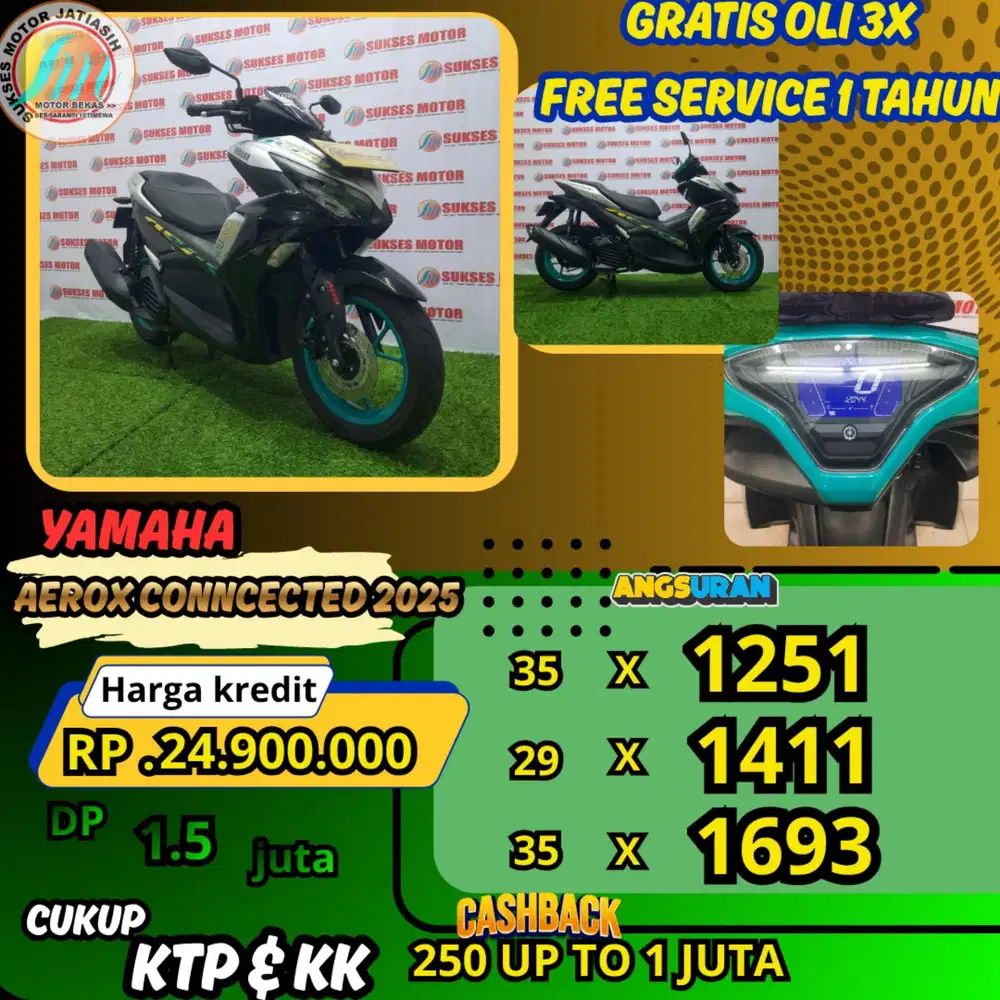 YAMAHA AEROX CON  2025 DP &ANGSURAN TERMURAH SYRT KTP&KK(SUKSESMOTOR)