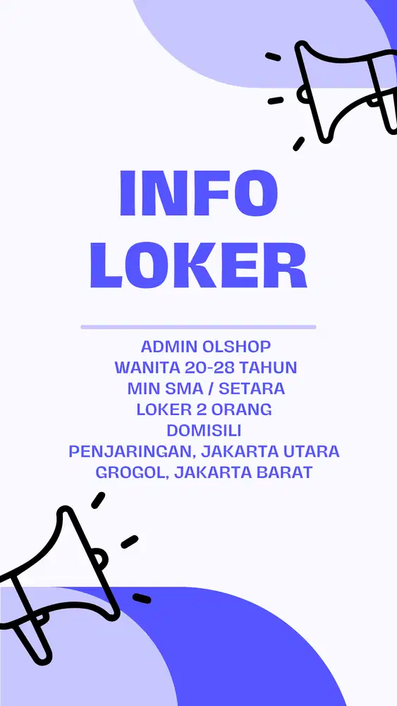 Dicari Staff Admin Online Shop