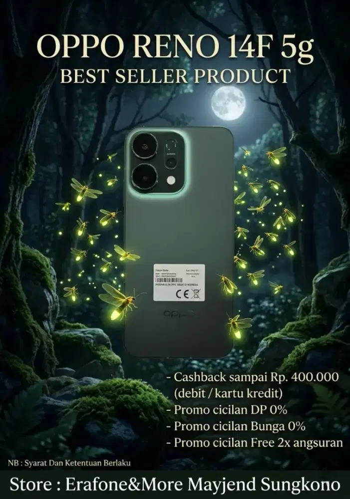 READY OPPO RENO 14F 5g 8/256, cashback bank