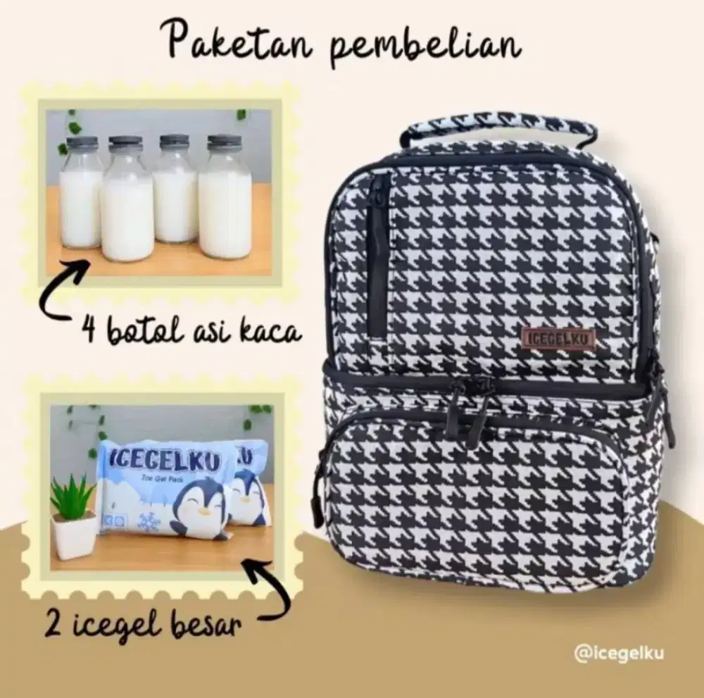 Cooler bag Asi free botol kaca dan ice bag