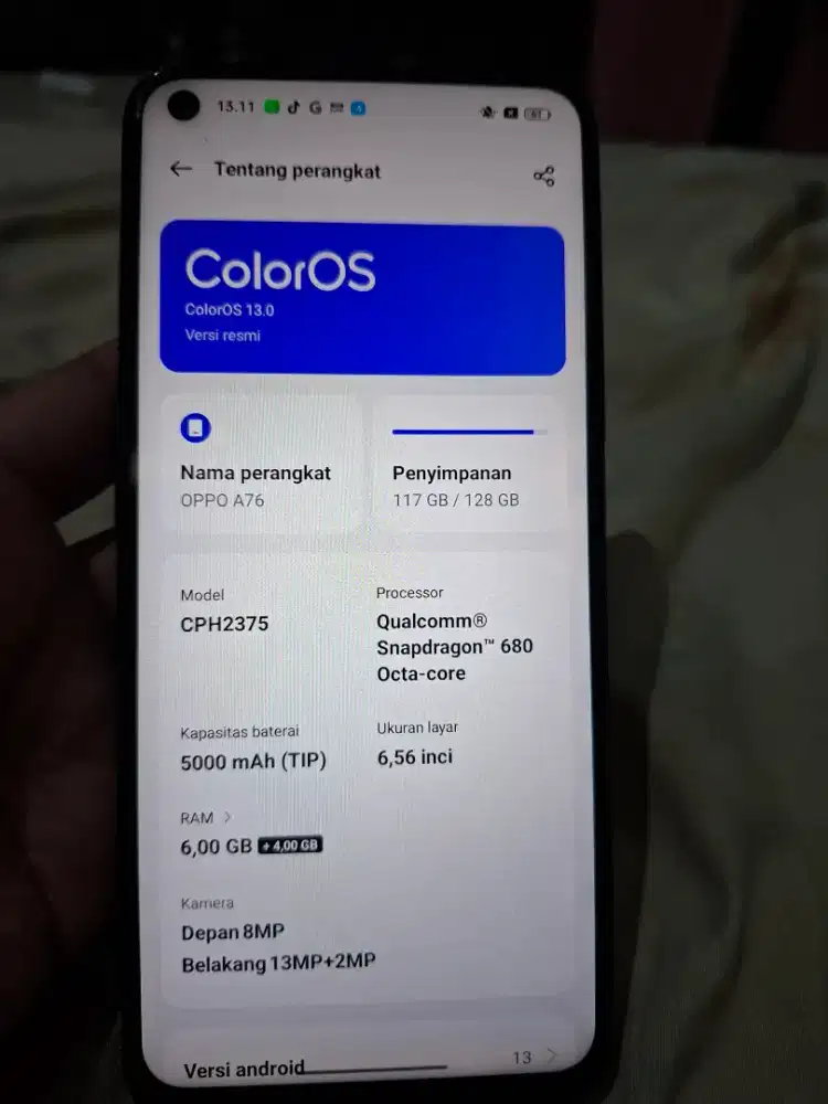 Jual oppo a76 gaada minus