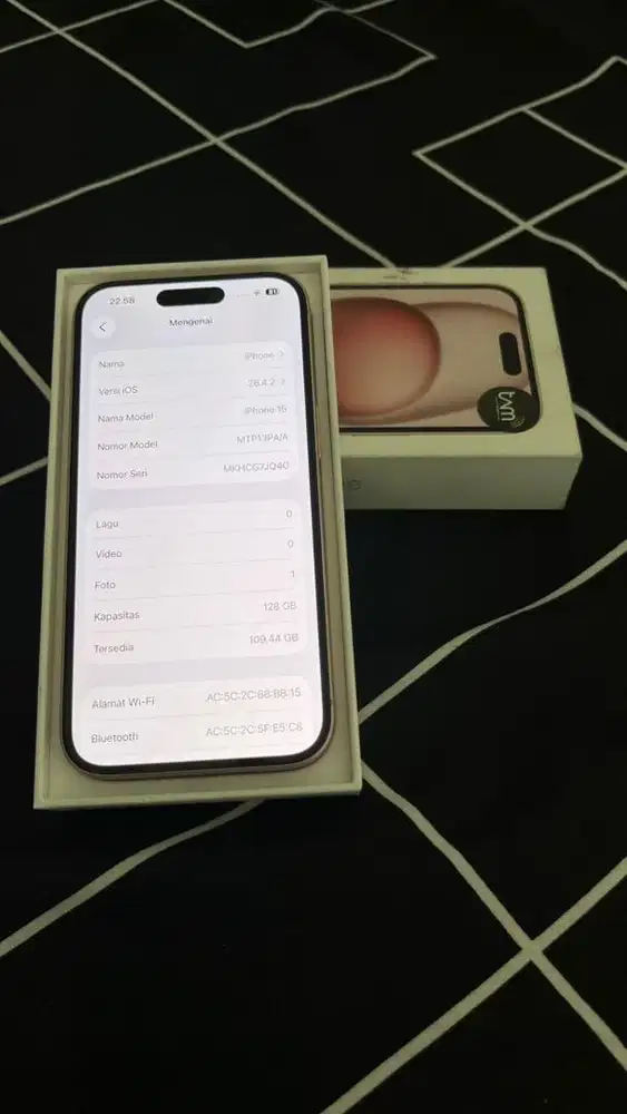 iPhone 15 128gb iBox pink bh 86 cc 502 garansi on 4 Juni 2026