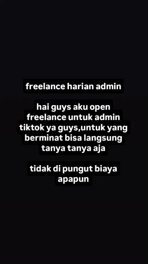 Freelance admin tiktok harian