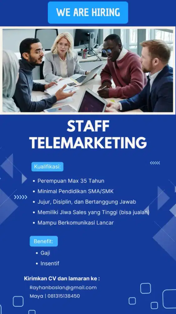 Di butuhkan telemarketing (Sales)