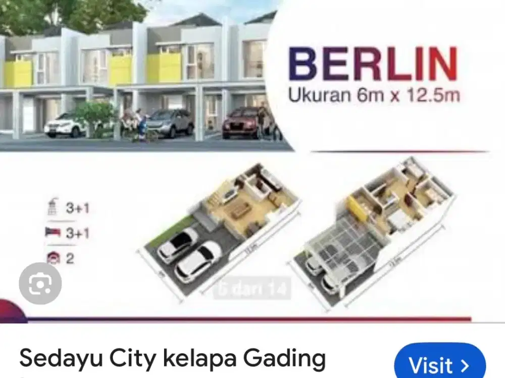 Dijual Rumah Sedayu City ,  Kelapa Gading Jakarta utara  Type Berlin  Cluster Eropa