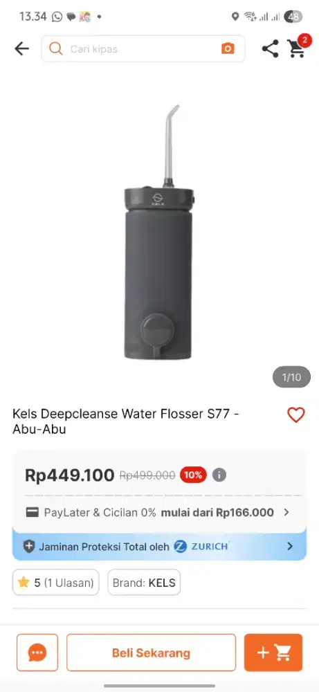 KELS DEEPCLEANSE WATER FLOSSER S77 GRAY