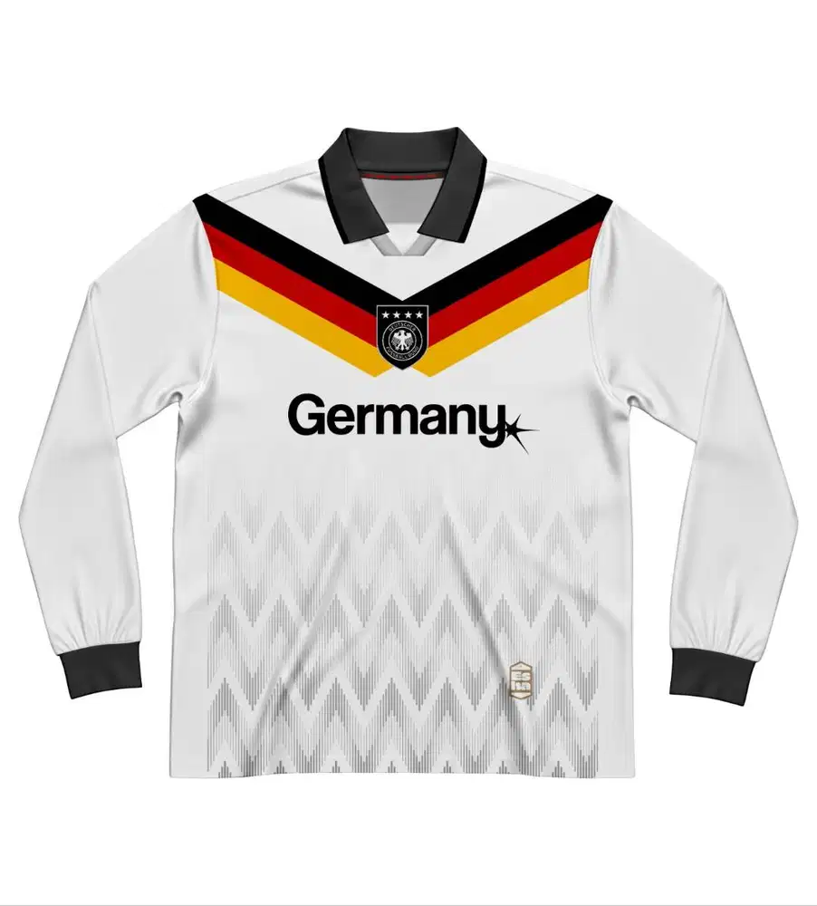 ESHA PREMIUM JERSEY FANSTASY JERMAN WHITE BLACK OVERSIZE BAND BOLA