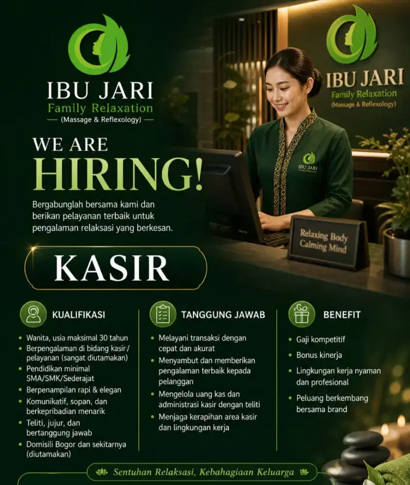 Lowongan Kerja Kasir Wanita Penempatan di Kota Bogor